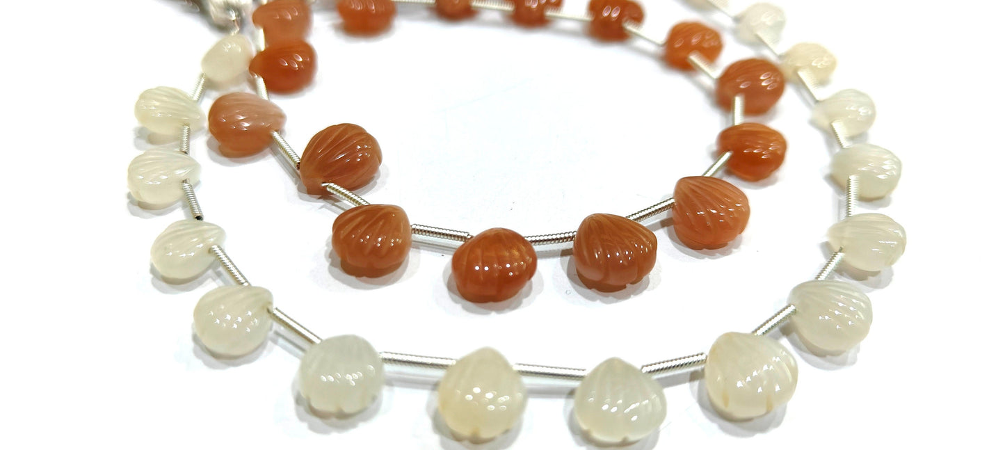 Natural Gemstones Hand Carved Heart Shape 8-9mm  Briolette beads Sold per strand 8 inches long Jewelry making beads