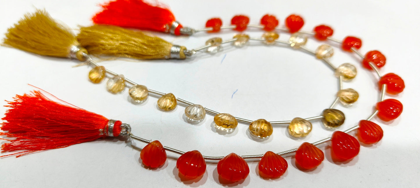 Natural Gemstones Hand Carved Heart Shape 8-9mm  Briolette beads Sold per strand 8 inches long Jewelry making beads