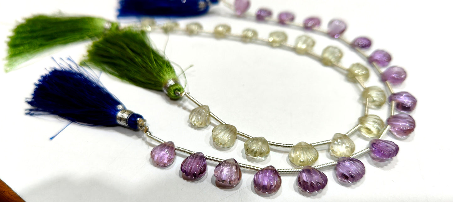 Natural Gemstones Hand Carved Heart Shape 8-9mm  Briolette beads Sold per strand 8 inches long Jewelry making beads
