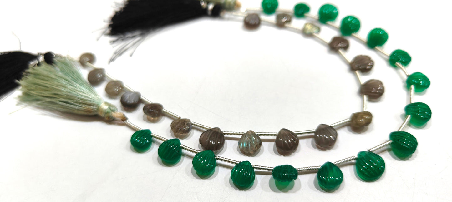 Natural Gemstones Hand Carved Heart Shape 8-9mm  Briolette beads Sold per strand 8 inches long Jewelry making beads