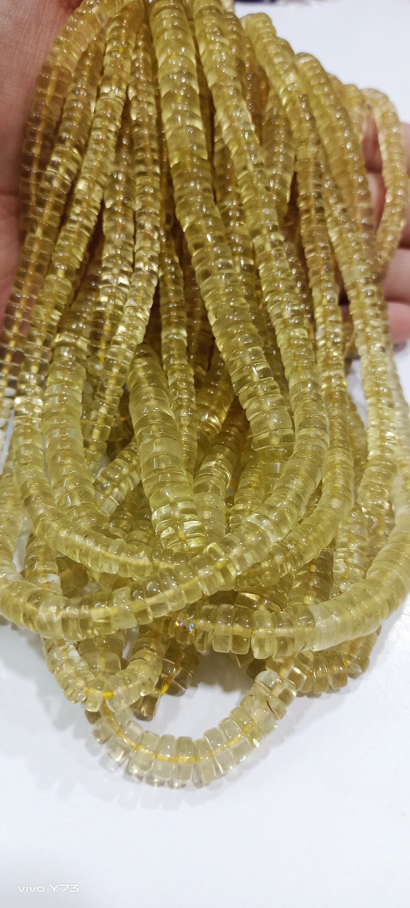 Natural Lemon Quartz Rondelle Smooth Tyre shape Beads 5 to 9mm Graduated Strand 9 inches Long Jewelry making beads