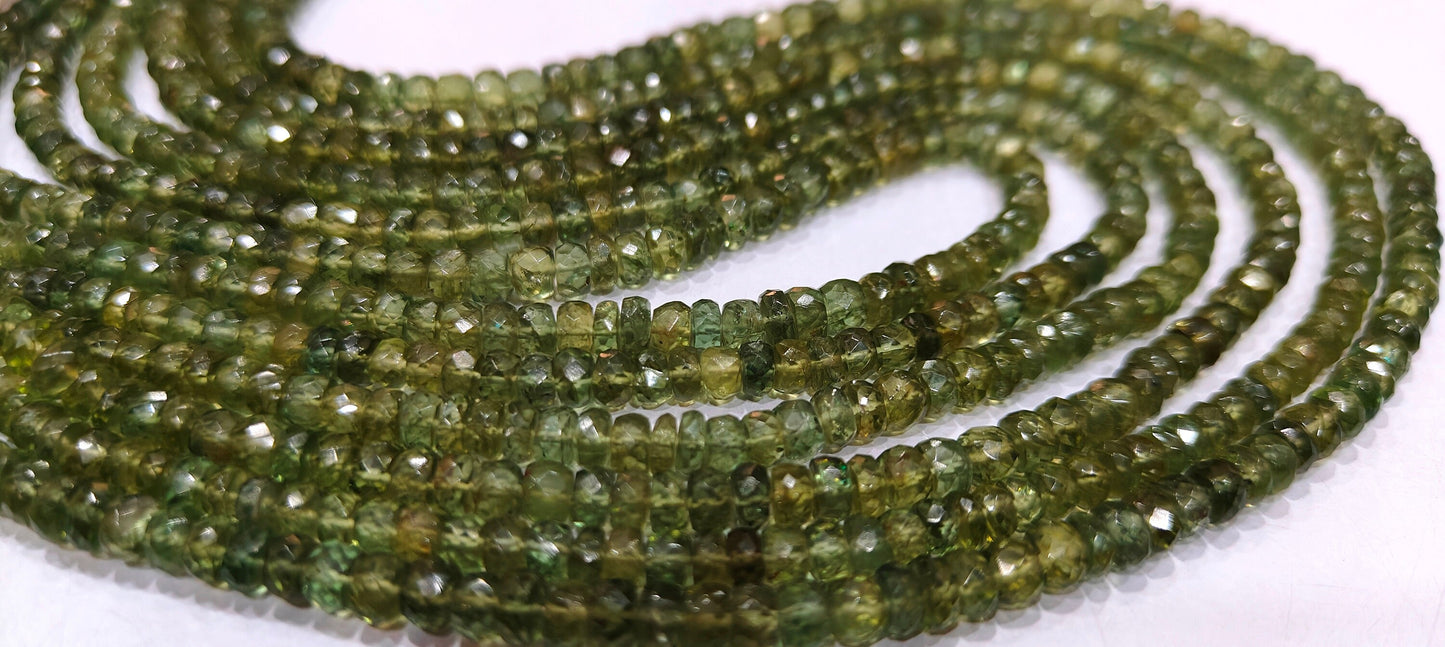 Natural Green Apatite Rondelle Faceted 4 to 5mm Beads Strand 14 inches long Best Quality Wholesale prices jewelry making gemstone beads