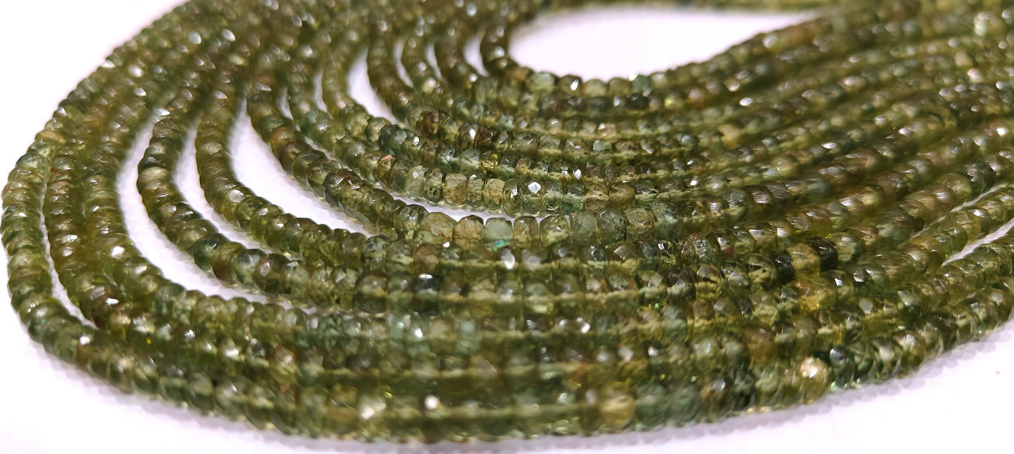 Natural Green Apatite Rondelle Faceted 4 to 5mm Beads Strand 14 inches long Best Quality Wholesale prices jewelry making gemstone beads
