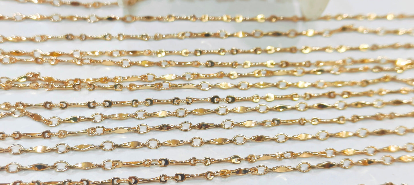 Tarnish Free Shiny Gold plated Twisted chain Sold Per Foot Wholesale Bulk Chain