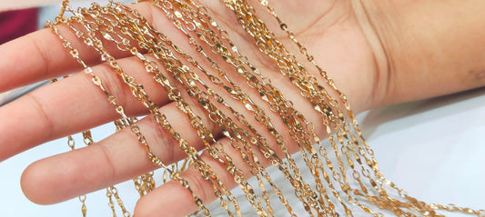 Tarnish Free Shiny Gold plated Twisted chain Sold Per Foot Wholesale Bulk Chain