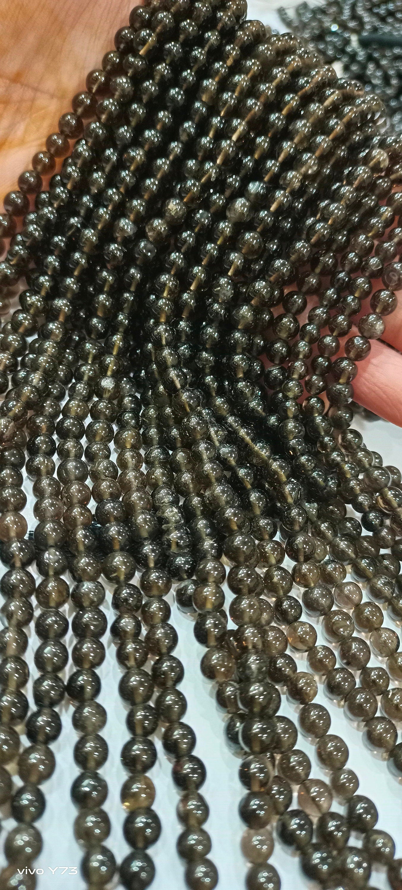 Natural Smoky Quartz Round Plain Smooth 5- 6mm best Quality Beads Strand 13 inches Long Jewelry making gemstone beads