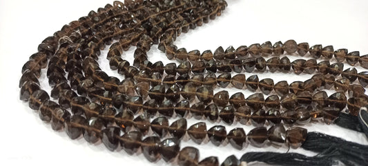 Smoky Quartz pyramid Shape Triangle shape Briolette Faceted 8mm Beads Strand 8 inches Long Jewelry making Gemstone beads