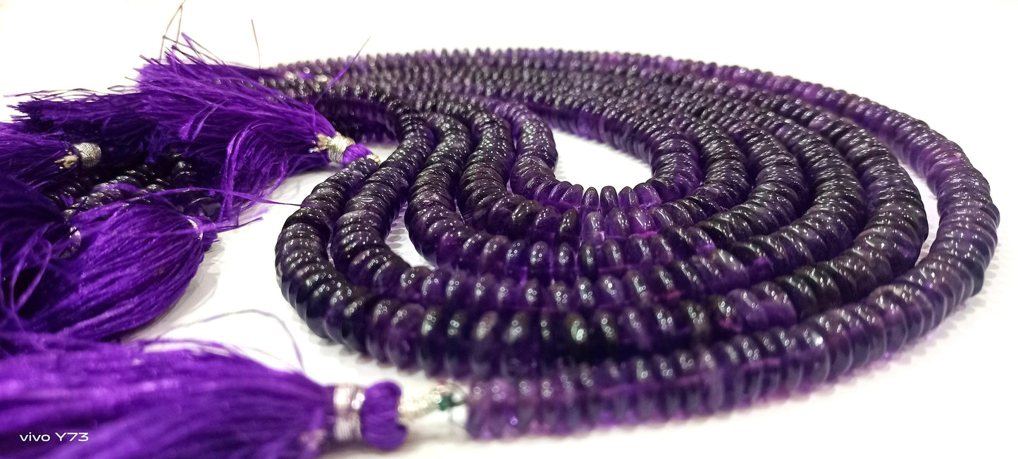 Natural Amethyst German Cut Plain Smooth 6 to 9mm Graduated Beads best Quality Beads Strand 16 inches Long Wholesale Prices