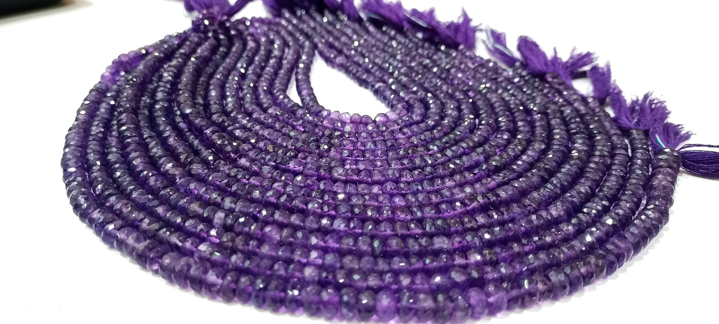 Natural Amethyst Gemstones Rondelle Faceted Beads 6-7 mm Strand 13 inches long Wholesale Prices