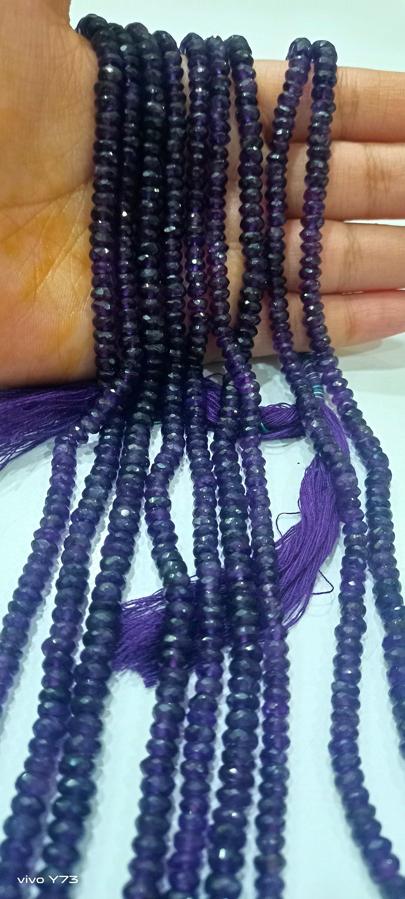 Natural Amethyst Gemstones Rondelle Faceted Beads 4 mm Strand 13 inches long Wholesale Prices
