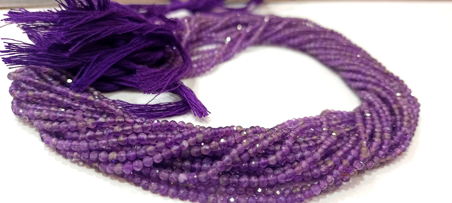 Natural Amethyst Color Rondelle Faceted 3mm best Quality Beads Strand 13inches Long Wholesale Prices jewelry making gemstone beads