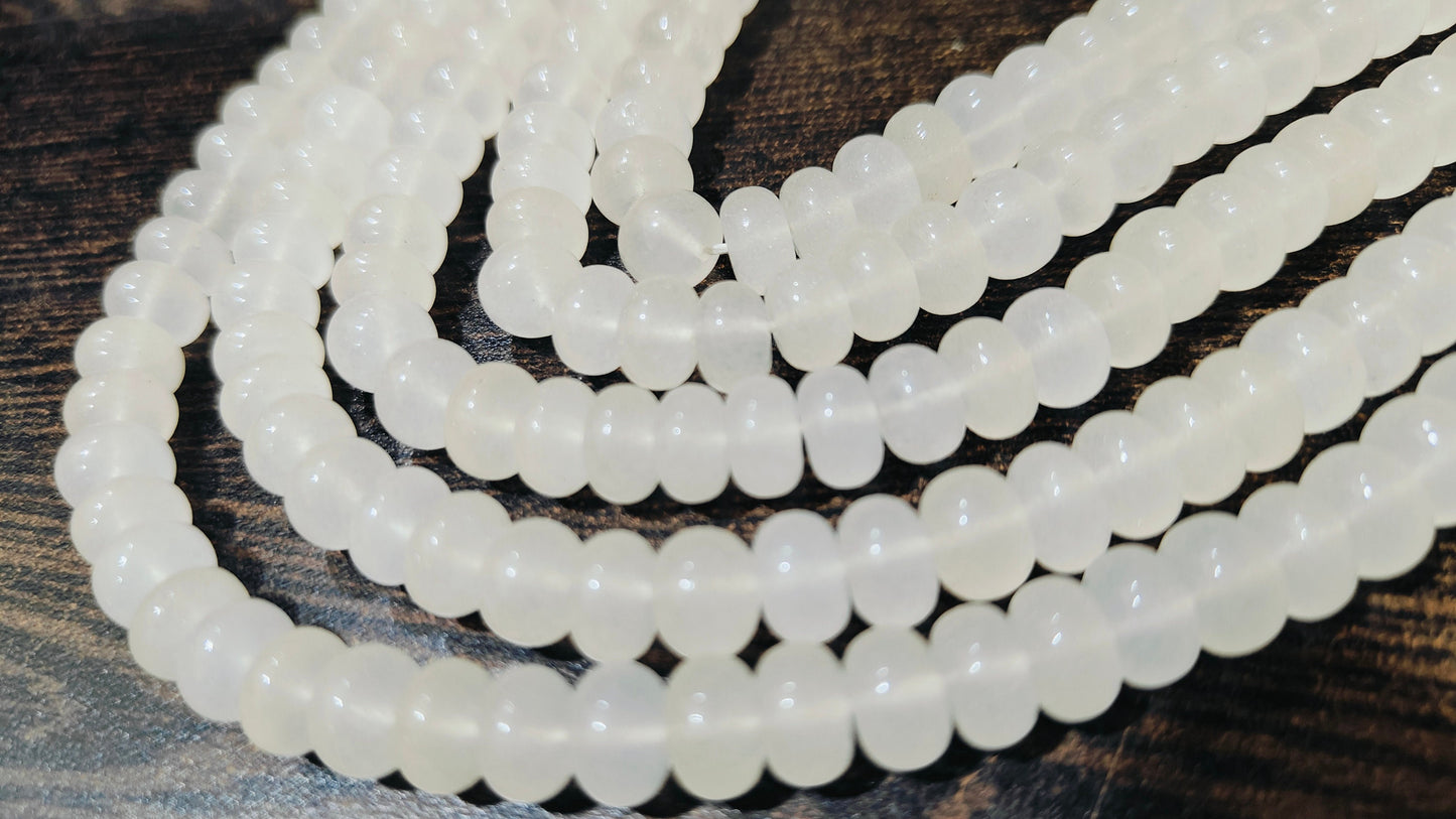 Natural White Quartz Rondelle Plain Smooth 8mm Beads Sold Per Strand 8 inches Long Great Quality Beads
