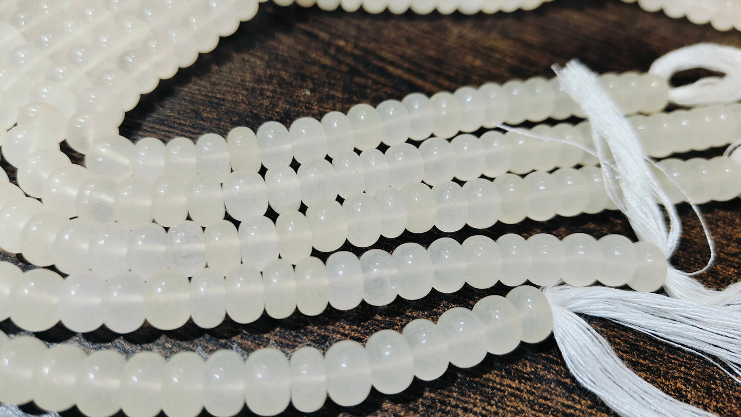 Natural White Quartz Rondelle Plain Smooth 8mm Beads Sold Per Strand 8 inches Long Great Quality Beads