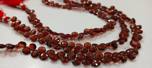 Natural Mozambique Garnet Heart Shape 4-5mm Beads Micro Faceted Strand 8 Inch Long,approx.48 to 52 beads per string Wholesale Rate