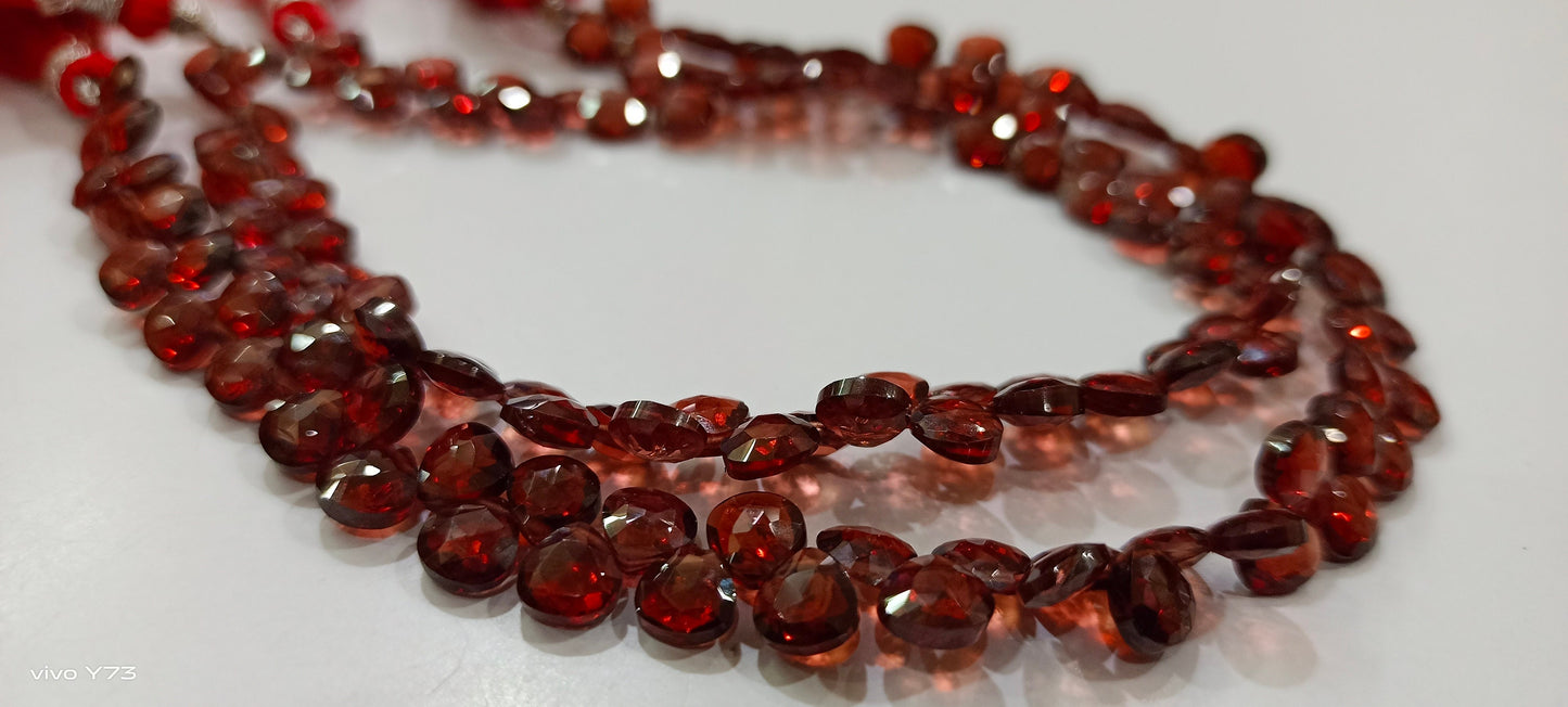 Natural Mozambique Garnet Heart Shape 4-5mm Beads Micro Faceted Strand 8 Inch Long,approx.48 to 52 beads per string Wholesale Rate