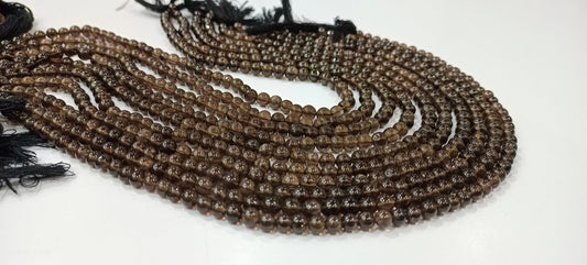 Natural Smoky Quartz Round Plain Smooth 5- 6mm best Quality Beads Strand 13 inches Long Jewelry making gemstone beads