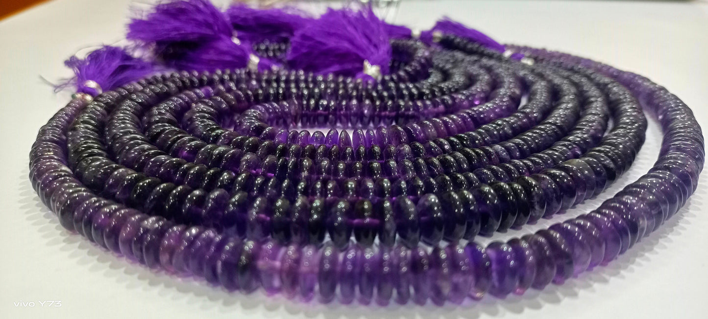 Natural Amethyst German Cut Plain Smooth 6 to 9mm Graduated Beads best Quality Beads Strand 16 inches Long Wholesale Prices