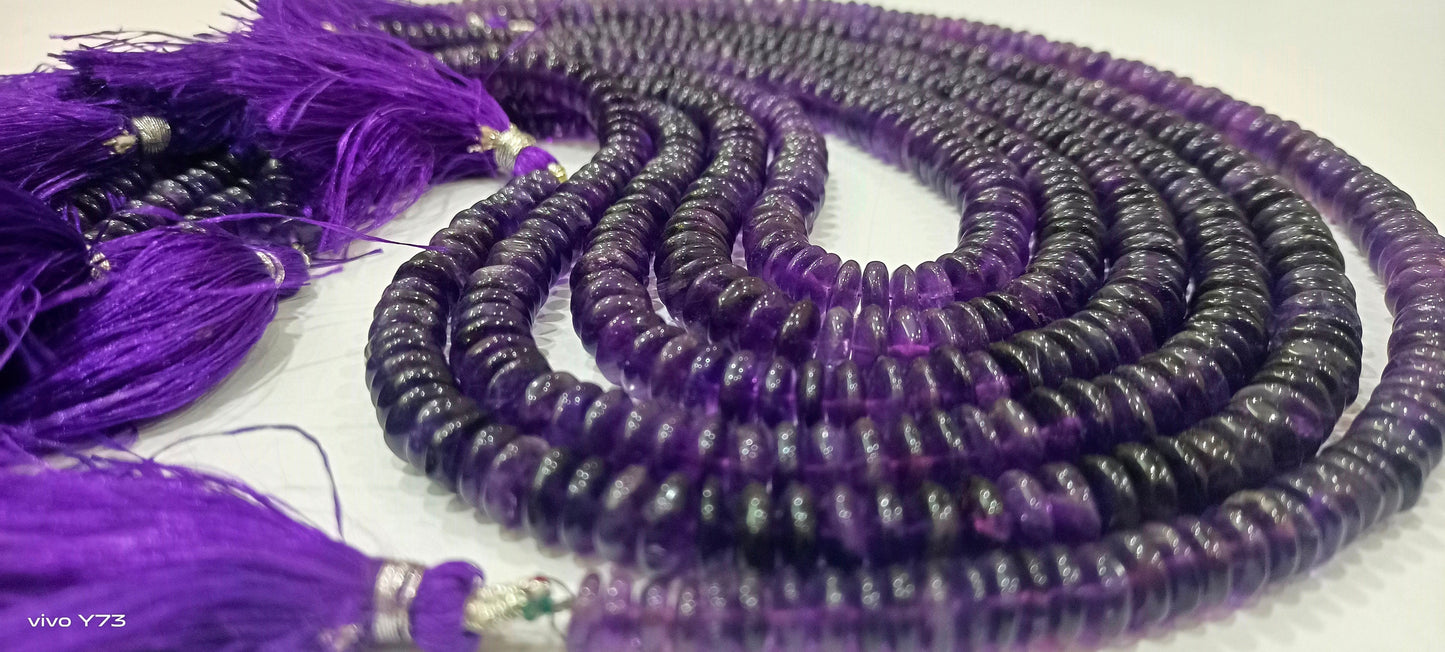 Natural Amethyst German Cut Plain Smooth 6 to 9mm Graduated Beads best Quality Beads Strand 16 inches Long Wholesale Prices