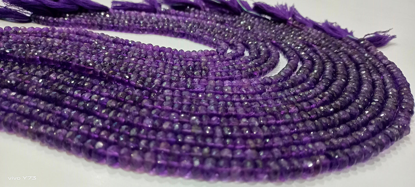 Natural Amethyst Gemstones Rondelle Faceted Beads 6-7 mm Strand 13 inches long Wholesale Prices