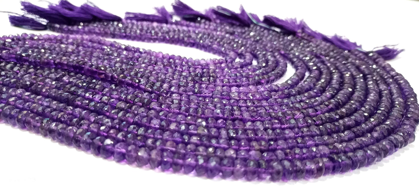 Natural Amethyst Gemstones Rondelle Faceted Beads 6-7 mm Strand 13 inches long Wholesale Prices