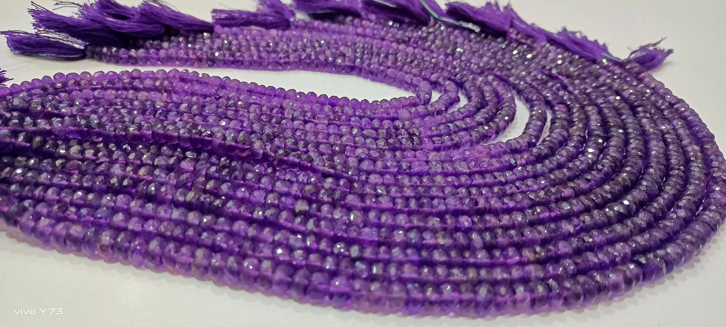 Natural Amethyst Gemstones Rondelle Faceted Beads 6-7 mm Strand 13 inches long Wholesale Prices