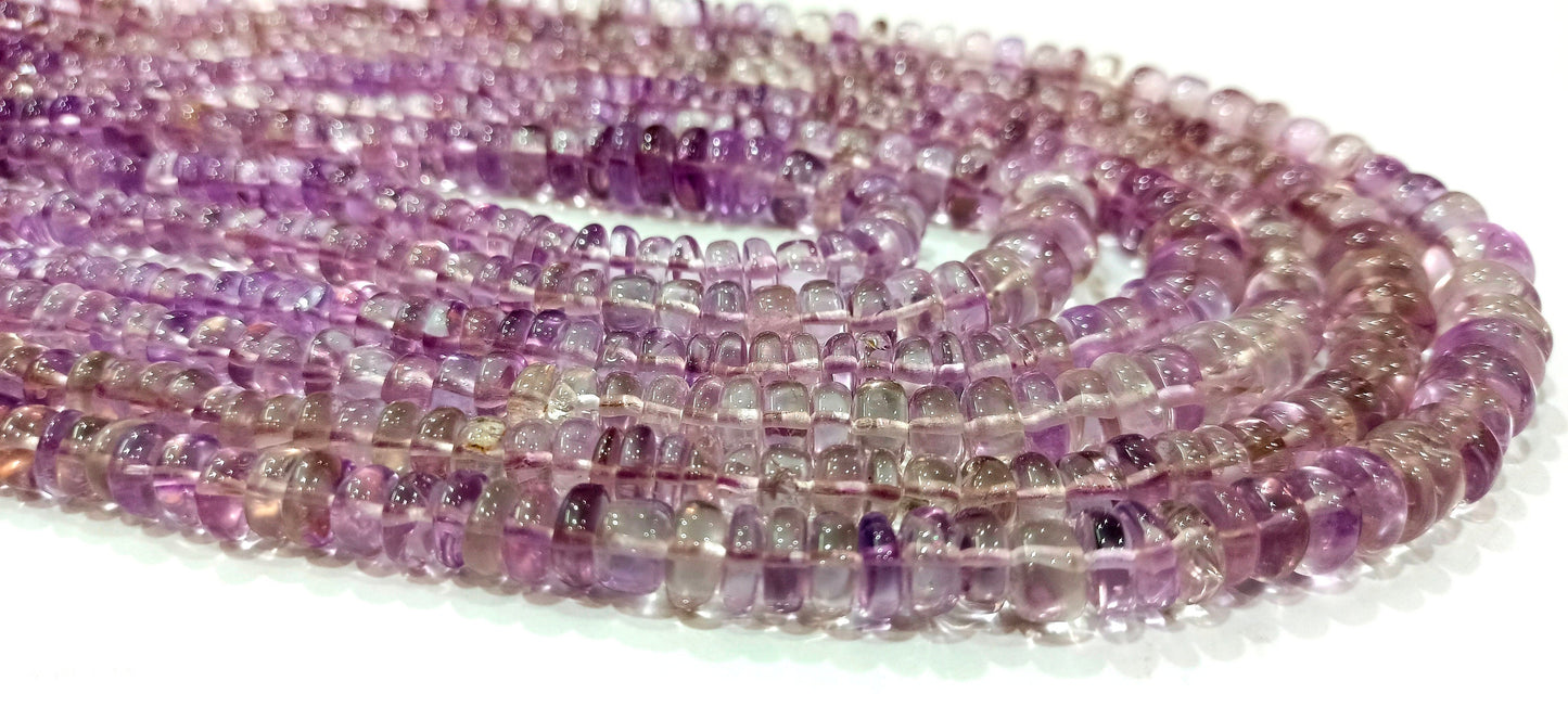 Natural Pink Amethyst German Cut Plain Smooth 6 to 9mm Graduated Beads best Quality Beads Strand 16 inches Long Wholesale Prices