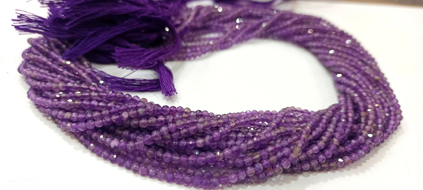 Natural Amethyst Color Rondelle Faceted 3mm best Quality Beads Strand 13inches Long Wholesale Prices jewelry making gemstone beads