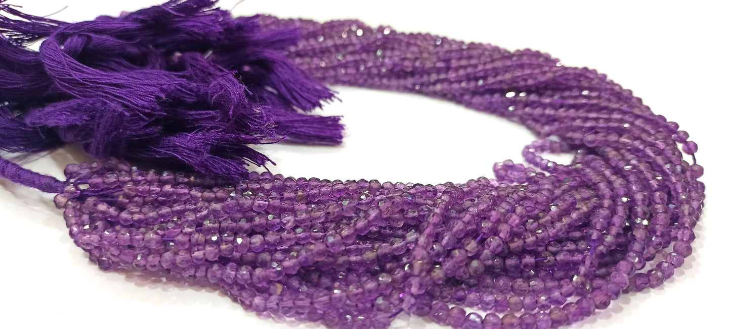 Natural Amethyst Color Rondelle Faceted 3mm best Quality Beads Strand 13inches Long Wholesale Prices jewelry making gemstone beads
