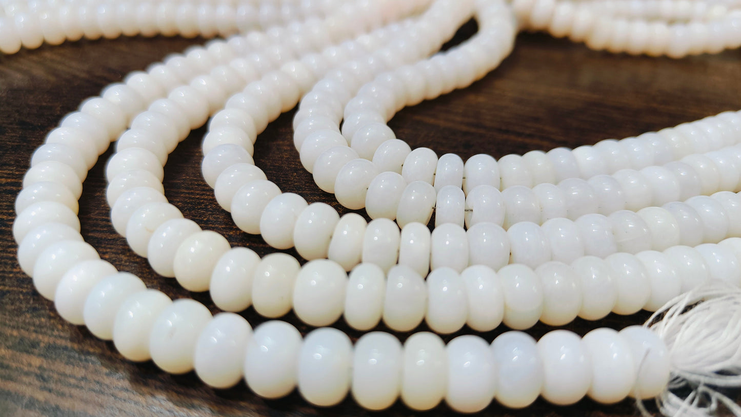 Natural White opal Quartz Rondelle Plain Smooth 8mm Beads Sold Per Strand 8 inches Long Great Quality Beads
