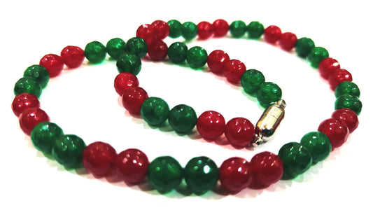 Natural Ruby Emerald Jade Round Faceted 6mm Beads  Beaded Necklace With Magnetic Clasp  Choose Design and Length