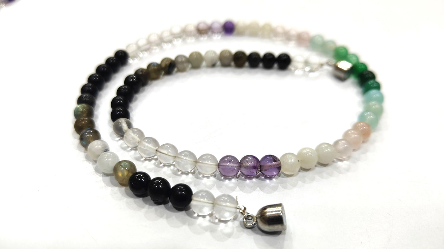 Natural Multi Gemstones Round 6mm Smooth Beads Necklace With Magnetic Clasp Choose Design and Length