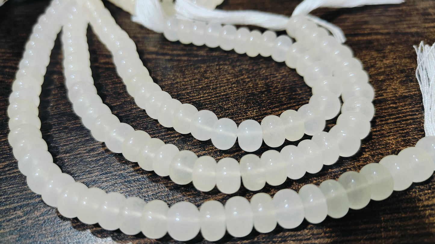 Natural White Quartz Rondelle Plain Smooth 8mm Beads Sold Per Strand 8 inches Long Great Quality Beads