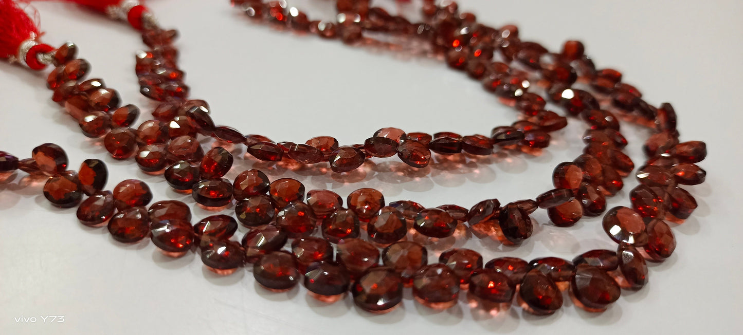 Natural Mozambique Garnet Heart Shape 4-5mm Beads Micro Faceted Strand 8 Inch Long,approx.48 to 52 beads per string Wholesale Rate