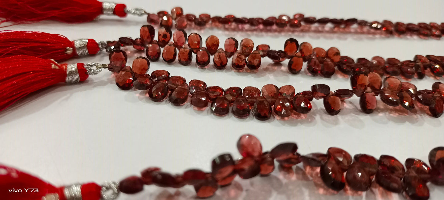 Natural Mozambique Garnet Pear Shape 4X6 to 5X7mm Micro Faceted Beads Strand 8 Inch Long,approx.48 to 52 beads per string Wholesale Rate