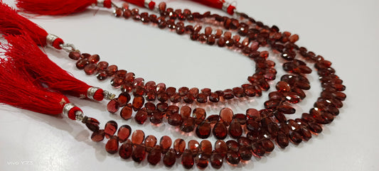 Natural Mozambique Garnet Pear Shape 4X6 to 5X7mm Micro Faceted Beads Strand 8 Inch Long,approx.48 to 52 beads per string Wholesale Rate
