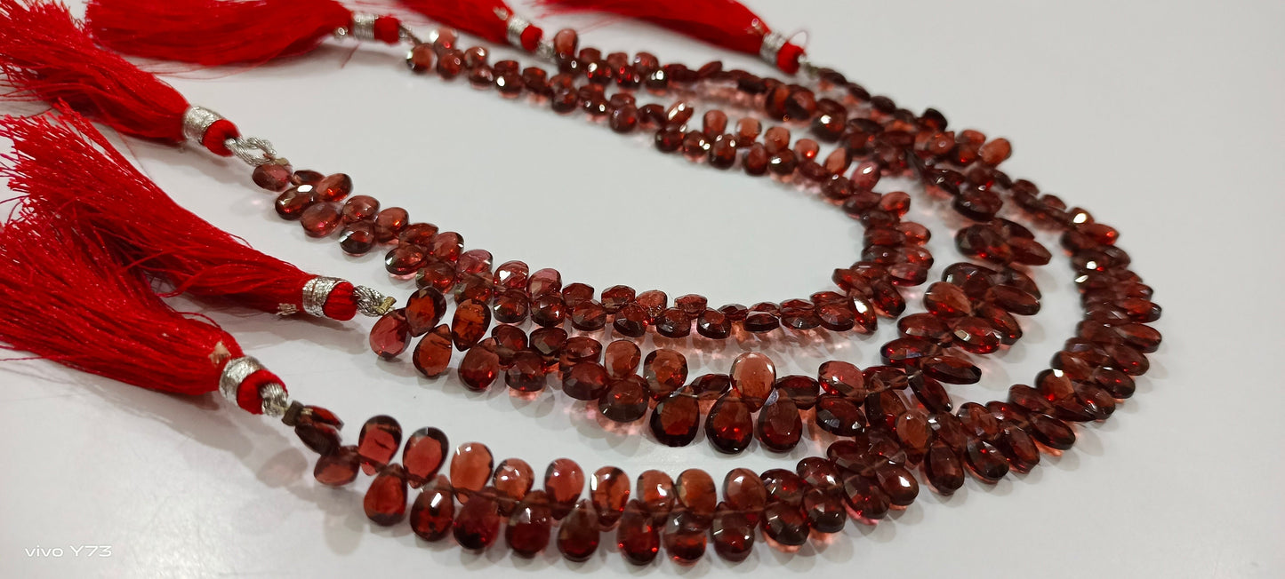 Natural Mozambique Garnet Pear Shape 4X6 to 5X7mm Micro Faceted Beads Strand 8 Inch Long,approx.48 to 52 beads per string Wholesale Rate