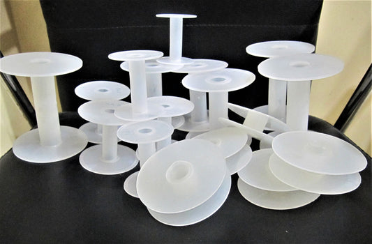 White Plastic Spools Empty Wire Thread String Bobbin For Craft Rope Cord Chain Rolls for Ribbon Tape Leather Cord  Sold Per Piece