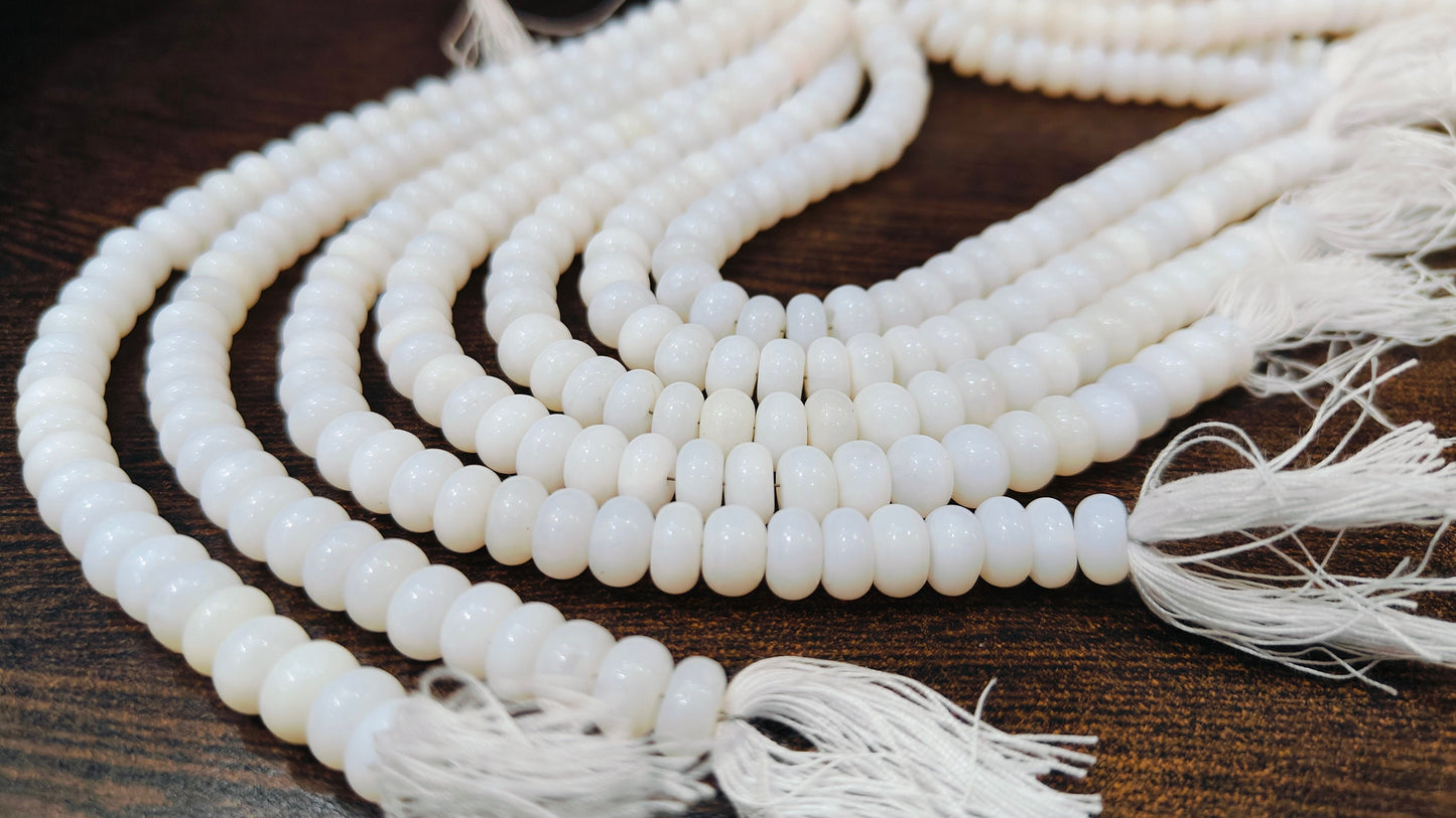 Natural White opal Quartz Rondelle Plain Smooth 8mm Beads Sold Per Strand 8 inches Long Great Quality Beads
