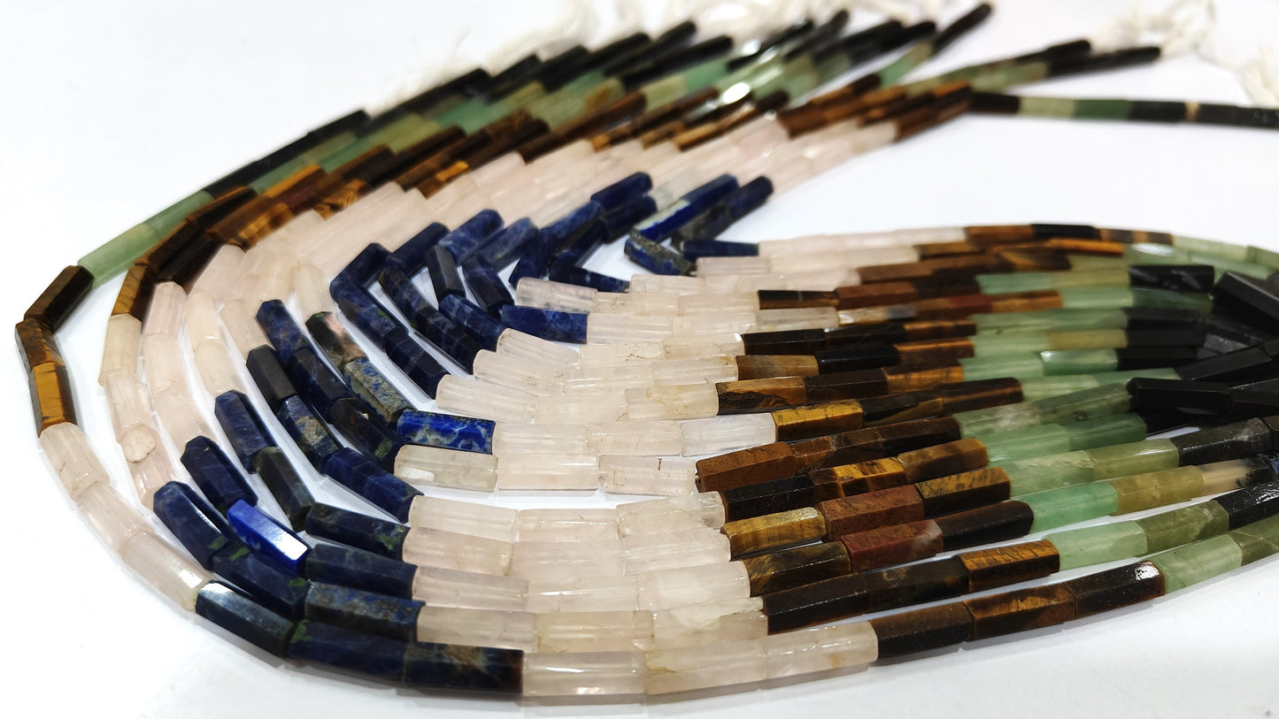 Natural Gemstones Multi Color Tube Pipe Shape Briolette 5x15mm Beads Sold per strand 14 Inch Long Great Quality beads Choose Design