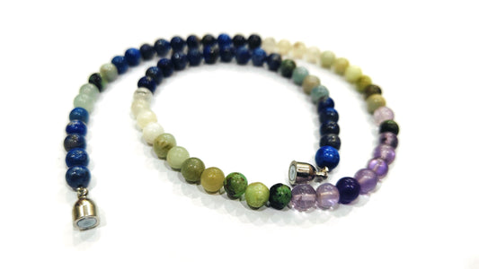 Natural Multi Gemstones Round 6mm Smooth Beads Necklace With Magnetic Clasp Choose Design and Length