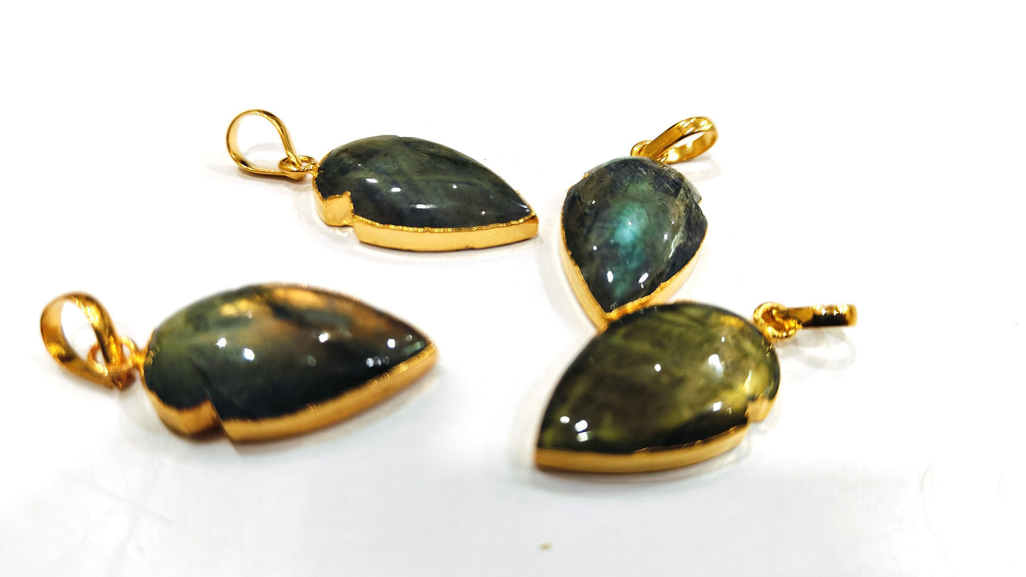 Natural Gemstones Arrowhead Charm Pendant Connectors Size 30 to 40mm 22kt gold Electroplated Pendants sold per piece Choose Stone