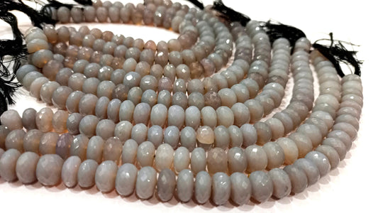 Natural Grey Chalcedony Rondelle Faceted  9 to 12 mm Gemstone Beads Sold Per Strand 8 Inches Long Great Quality Wholesale Beads