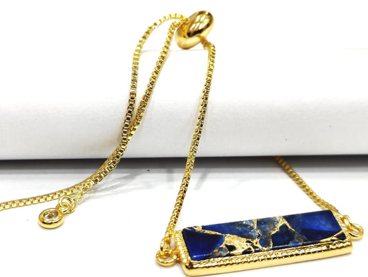 Lapis Lazuli Mohave Copper Turquoise 18Kt Gold Plated Bracelet Adjustable Chain Bracelet Jewellery with CZ bezels and other Accessories