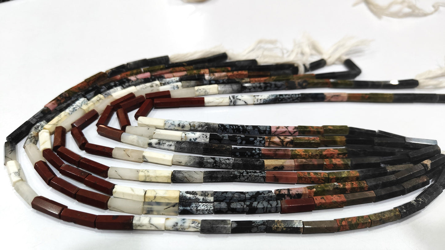 Natural Gemstones Multi Color Tube Pipe Shape Briolette 5x15mm Beads Sold per strand 14 Inch Long Great Quality beads Choose Design