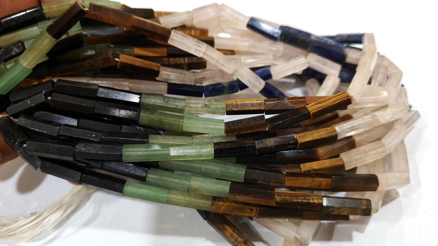 Natural Gemstones Multi Color Tube Pipe Shape Briolette 5x15mm Beads Sold per strand 14 Inch Long Great Quality beads Choose Design