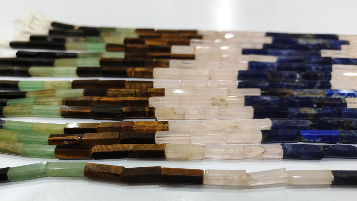 Natural Gemstones Multi Color Tube Pipe Shape Briolette 5x15mm Beads Sold per strand 14 Inch Long Great Quality beads Choose Design