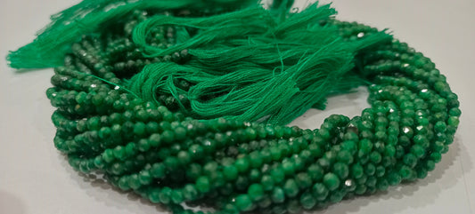 Natural Emerald Round Faceted Beads 2mm Micro Faceted Lab Created Strand 13 inches long Ball Shape Beads Wholesale Prices