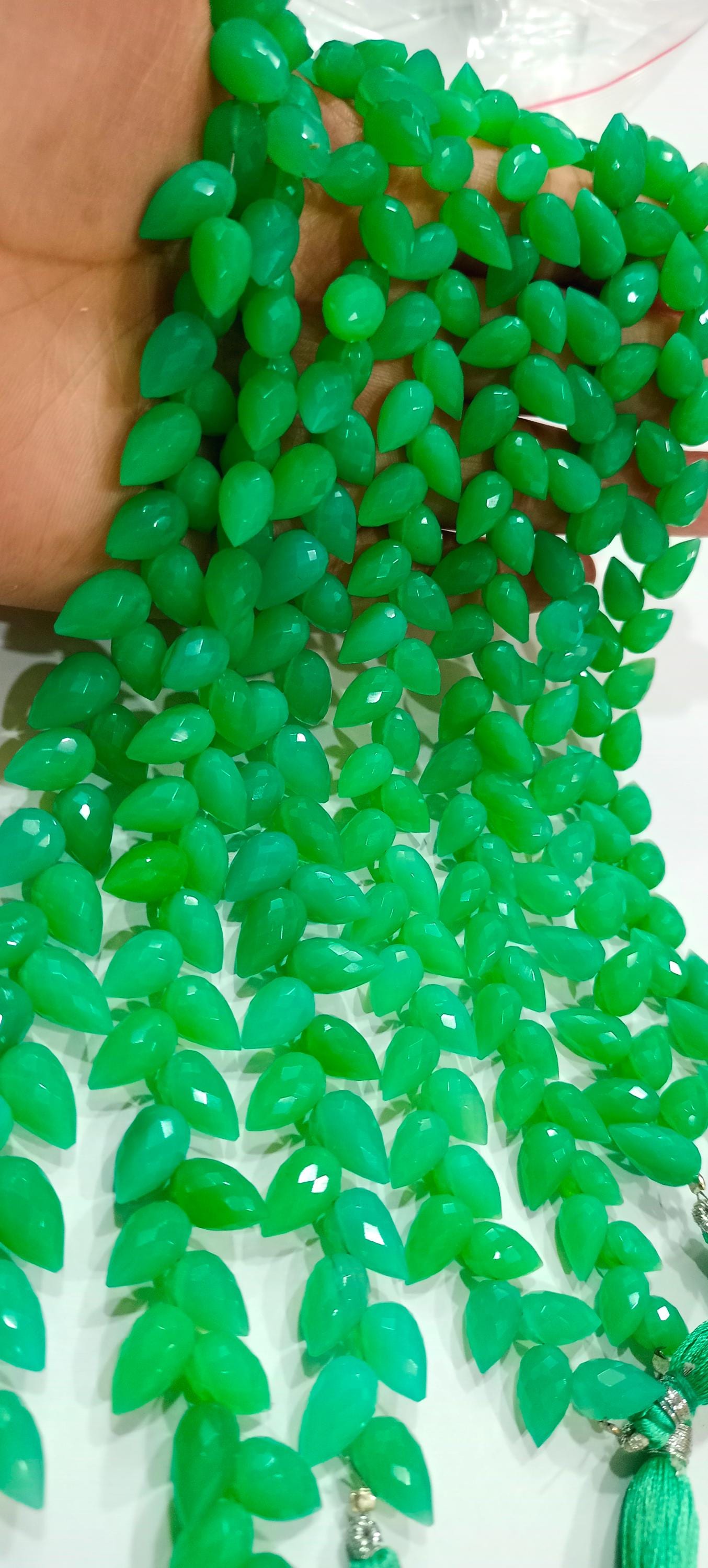 Natural Chrysoprase teardrop Shape faceted 6X10mm Jewelry Making Gemstone beads Sold Per Strand 8 Inches Long