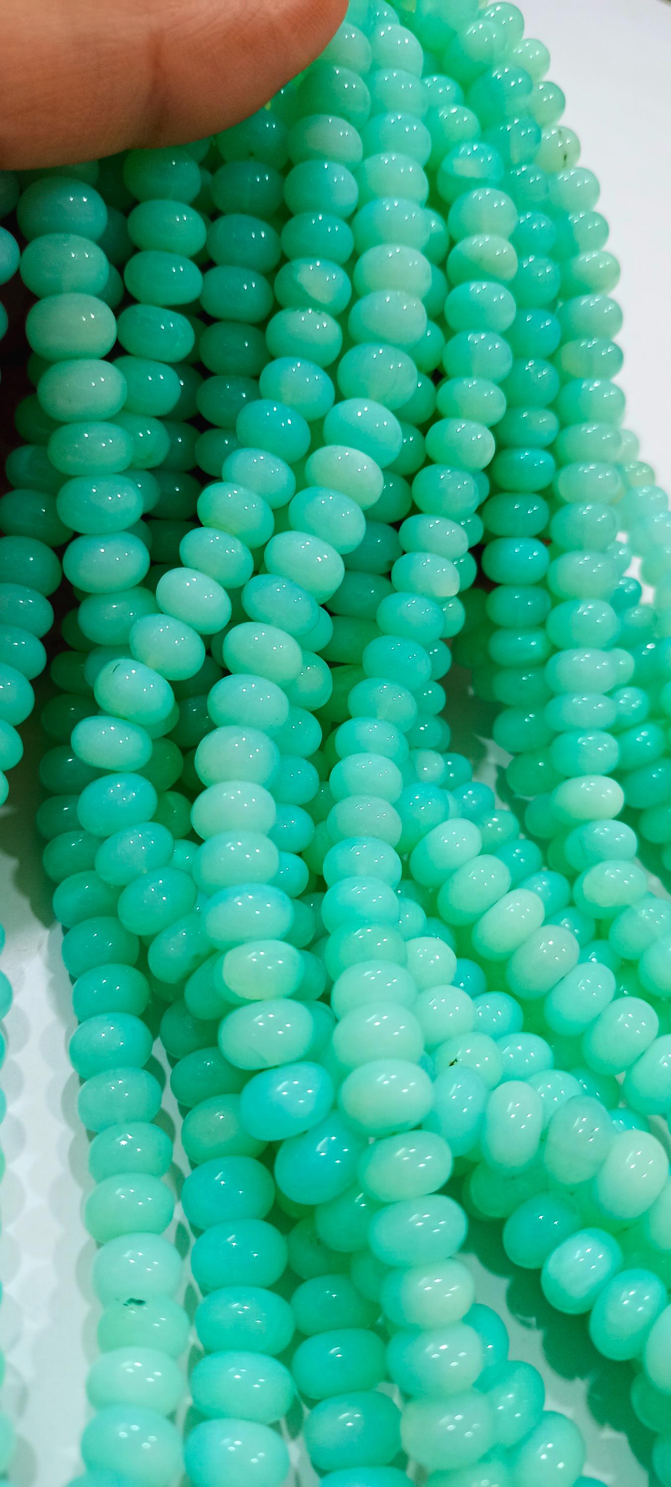 Natural Peruvian Green Chalcedony Rondelle Plain Smooth 8-9mm Beads Jewelry Making Gemstone beads Sold Per Strand 8 Inches Long