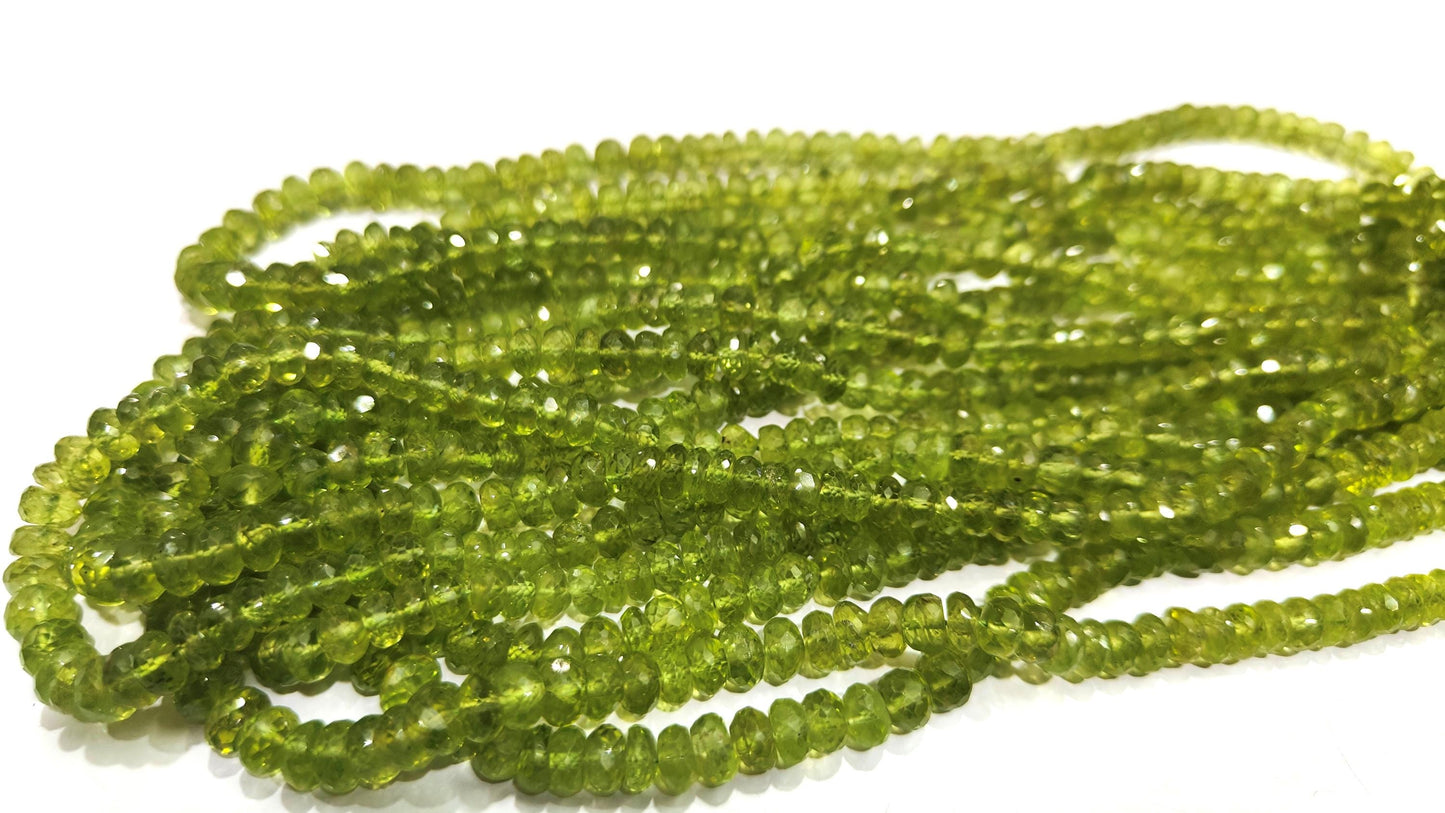 Natural Peridot Rondelle Faceted 5-6mm Beads Sold Per Strand 8 Inch Long Top Quality Wholesale prices Jewelry making gemstone